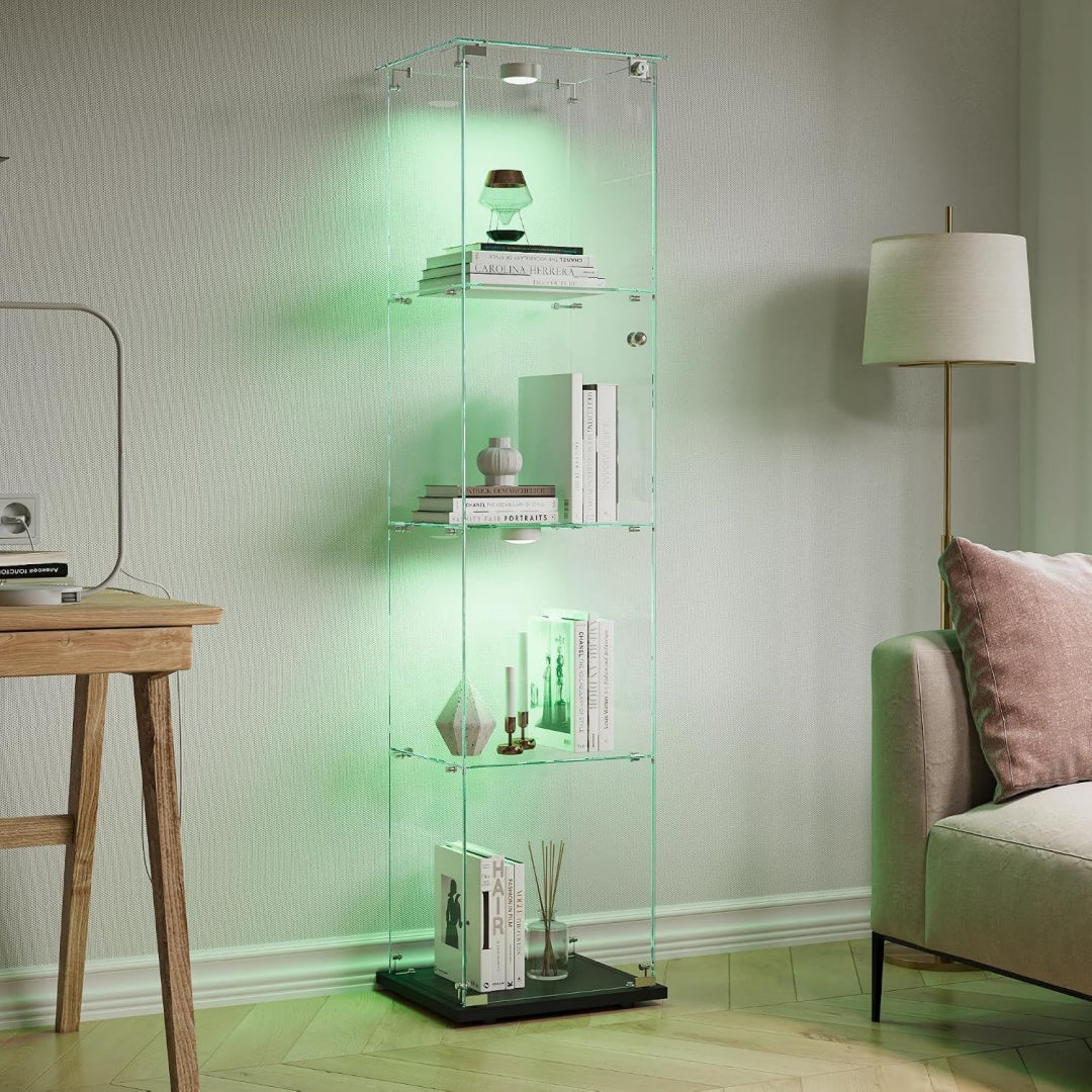 Vitrine gris 163 x 40 x 35 cm moderne