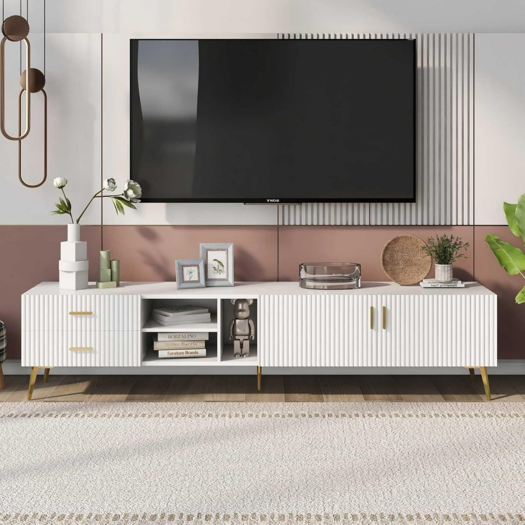 Meuble TV gris en acier esprit vintage