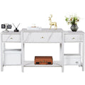 Grand rangement, table dentree gris clair en bois 3 tiroirs