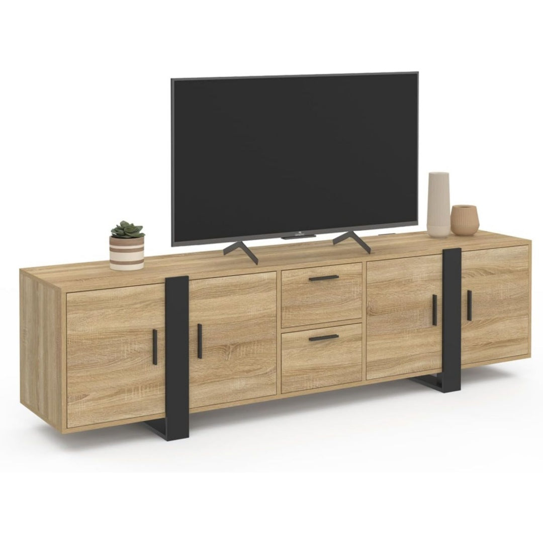 Meuble tele design industriel marron en bois