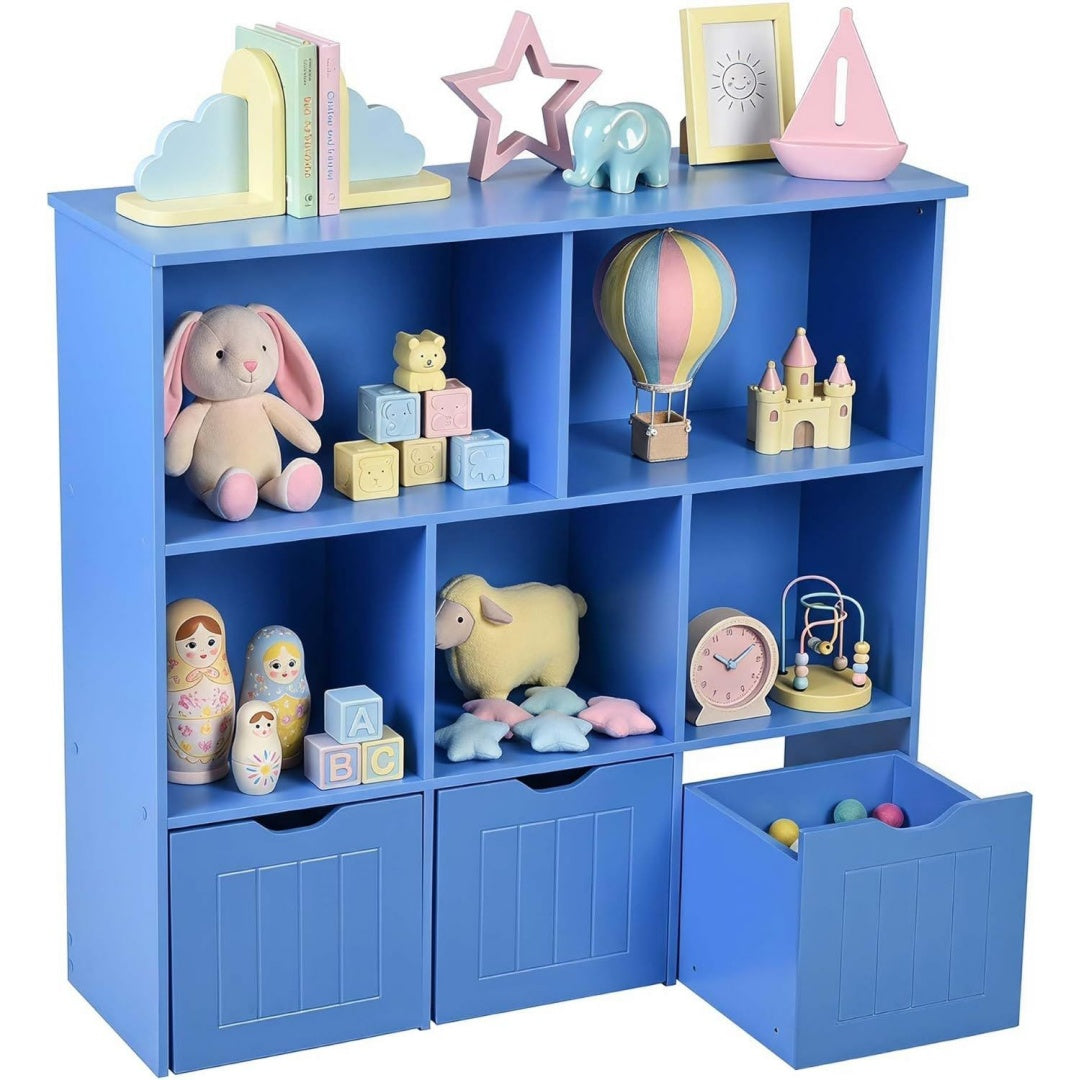 Meuble de rangement bleu, escamotable pour une decoration moderne