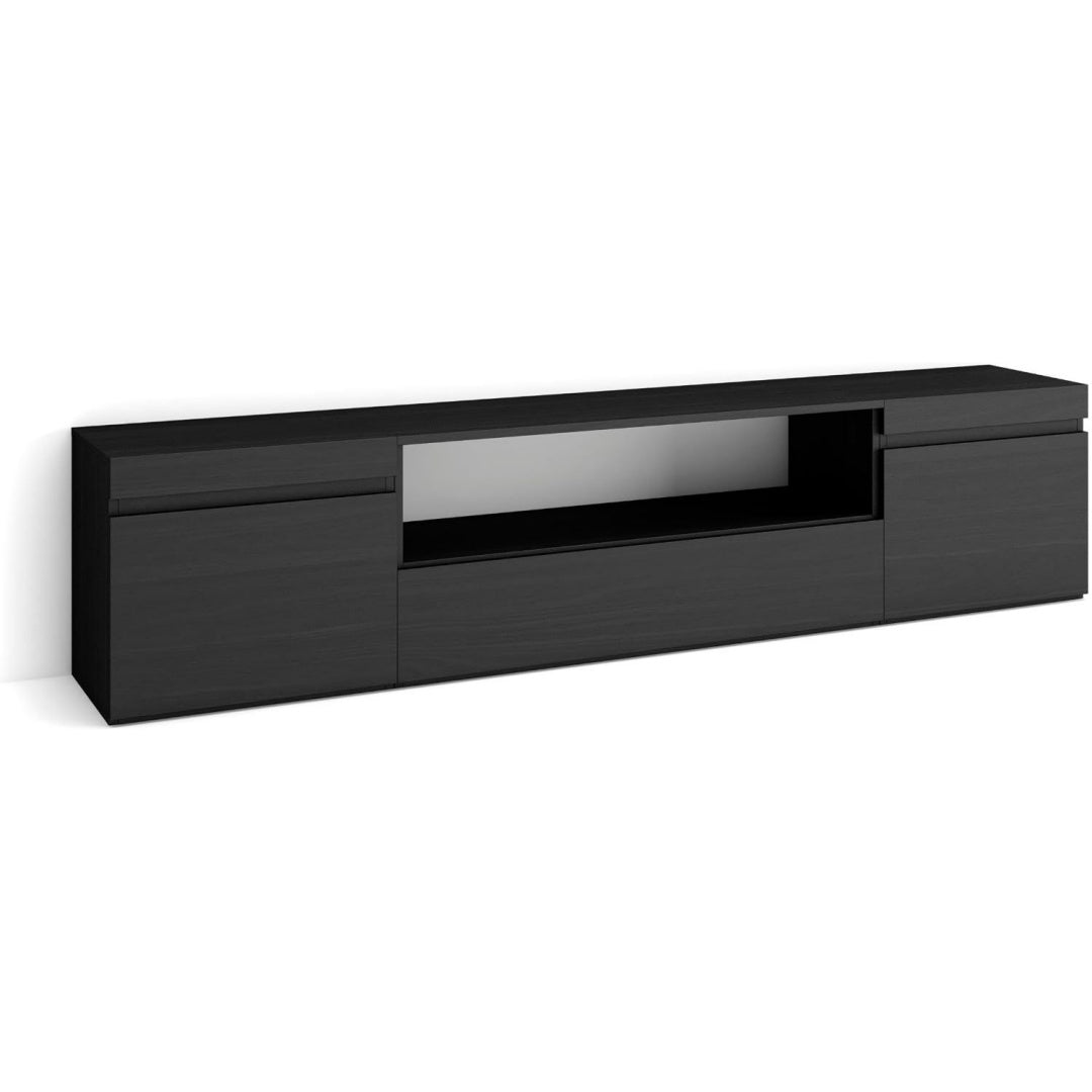 Meuble TV gris fonce materiau durable 200 cm, rangement design moderne