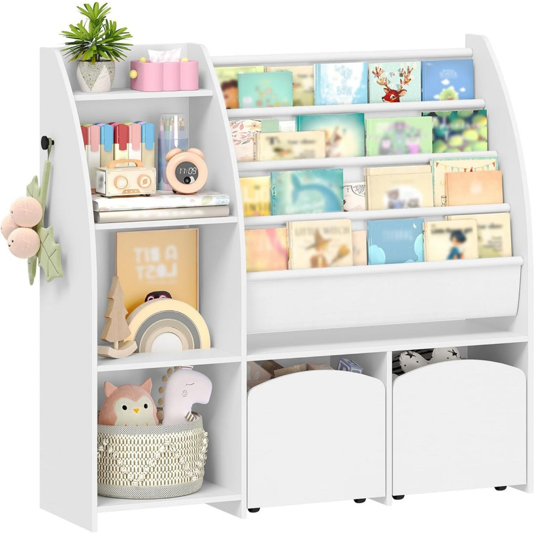 etagere gris clair grand espace de rangement rembourre en tissu