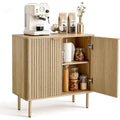 Buffet haut beige 2 etageres reglables, bois ingenierie et design moderne