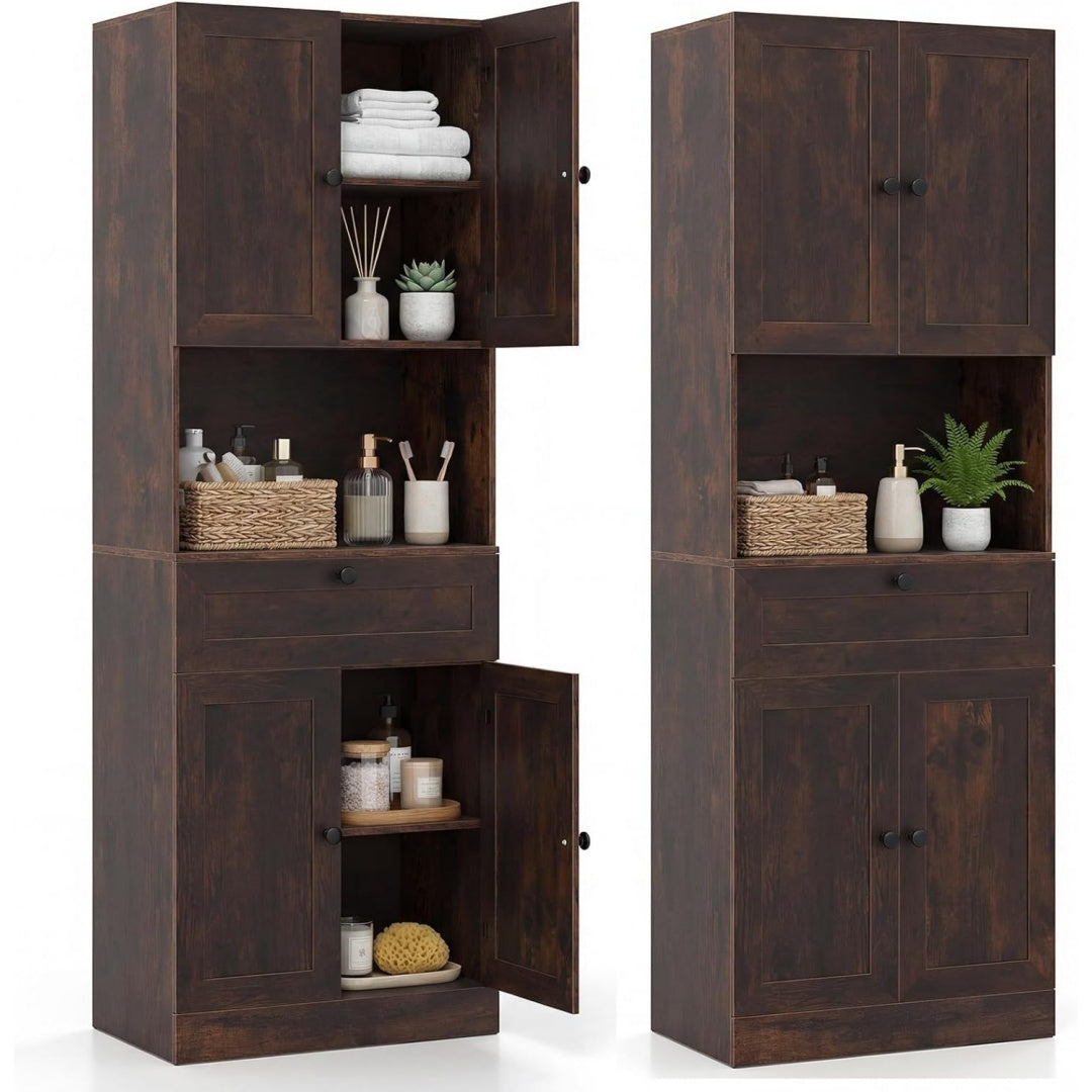 Colonne de rangement en MDF bordeaux 35 x 60 x 171.5 cm
