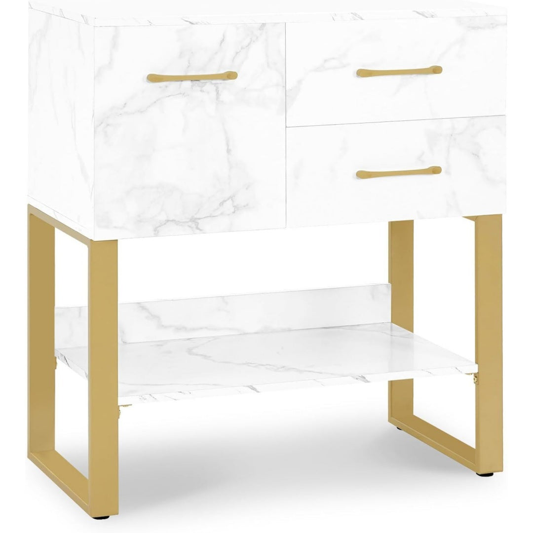 Style Contemporaine, bahut gris clair avec 2 tiroirs et 1 etagere