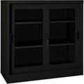 Buffet design epure, teinte noir, rangement optimise verre trempe