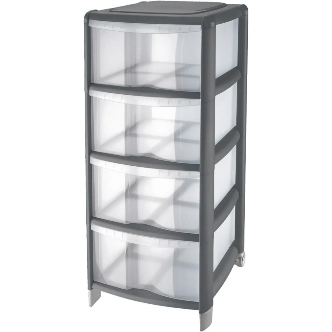 Chiffonnier rangement Grise 4 tiroirs moderne