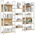 Armoire gris clair 14 etageres, style industriel acier pour salon