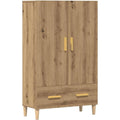 Buffet marron, un tiroir, deux portes, assemblage facile