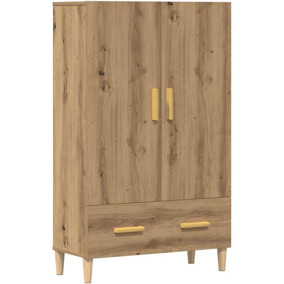 Buffet marron, un tiroir, deux portes, assemblage facile