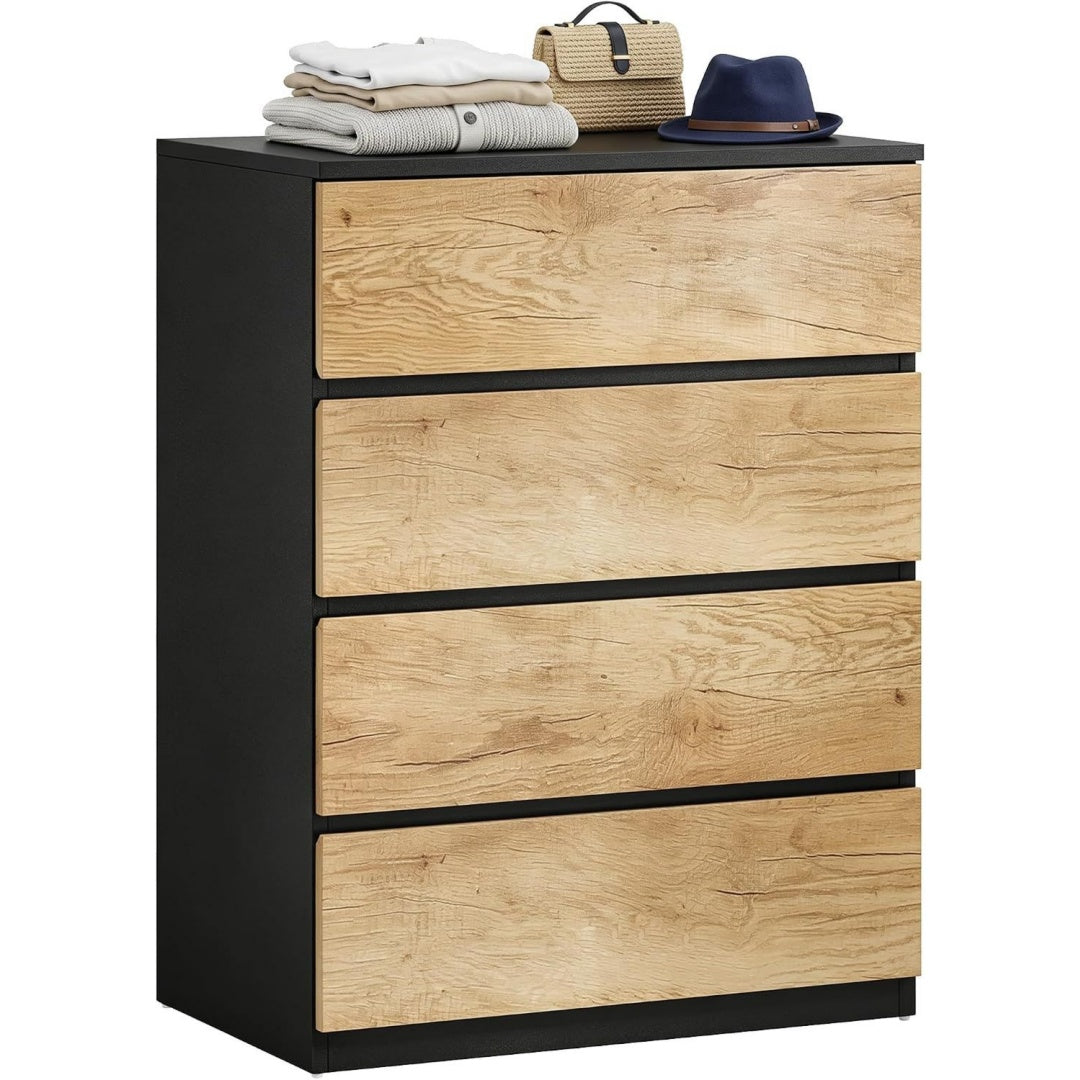 Commode rangement marron 4 tiroirs minimaliste
