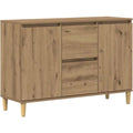 Sideboard marron structure metallique, lignes epurees 102 x 35 x 70 cm