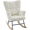 Rocking-chair design naturel gris clair en tissu