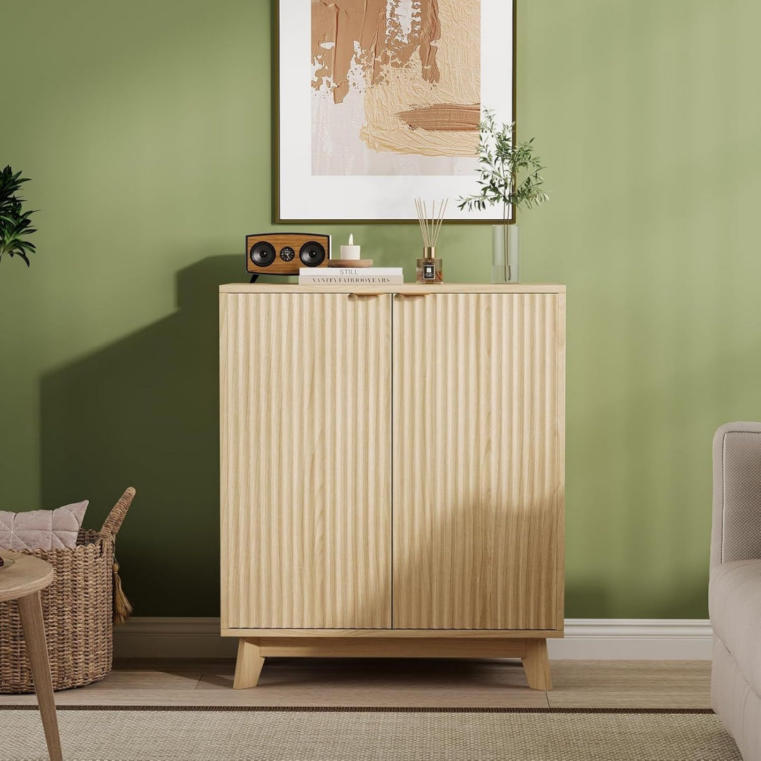 Unite de rangement creme et 2 portes, allure contemporaine
