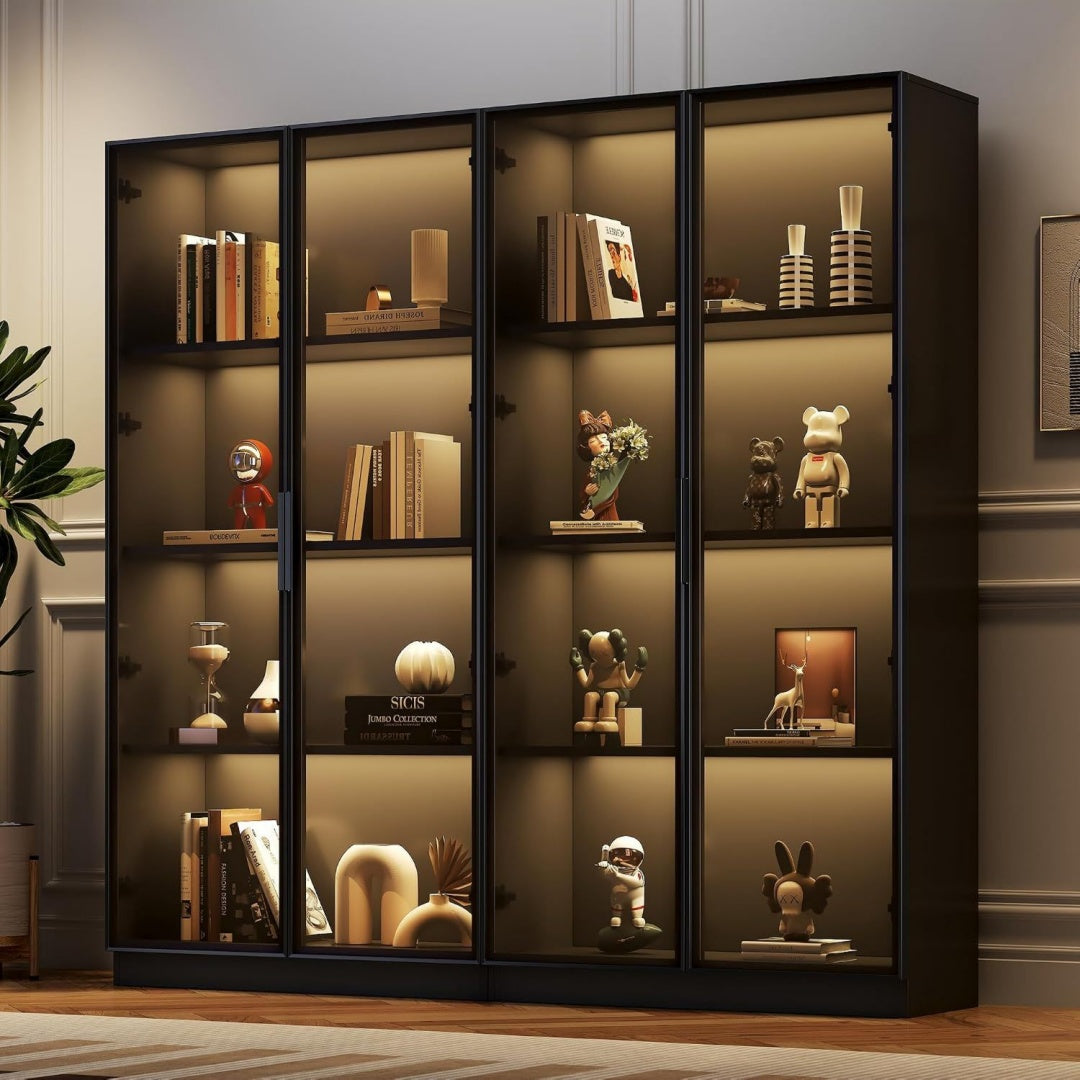 Vitrine en verre, deux portes finition marron