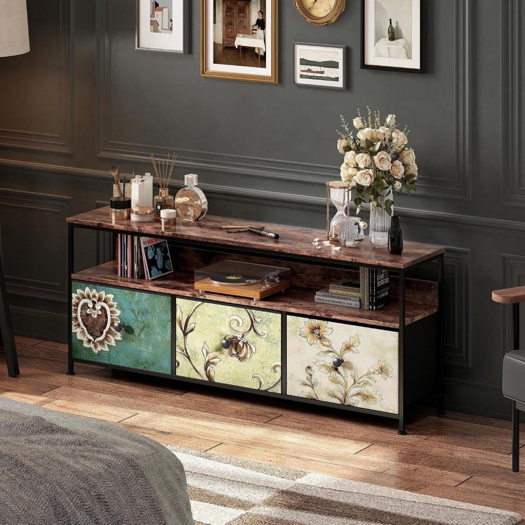 Meuble TV 30 cm de large en bois bordeaux