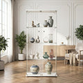 Meuble vitrine gris clair, deux portes, quatre etageres