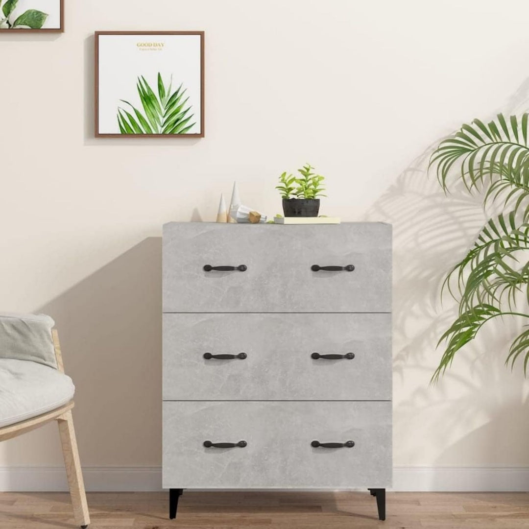 Discret entree, meuble de rangement gris clair en bois