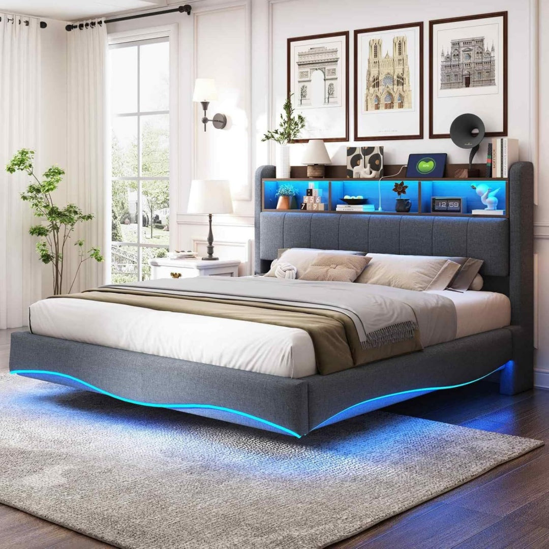 Base de lit gris clair compacte