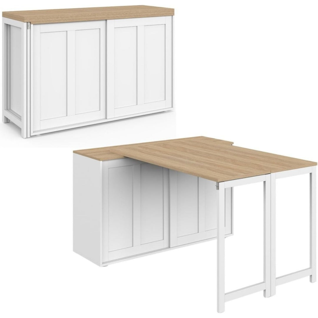 120 x 40 x 76, 5 buffet gris clair hauteur reglable