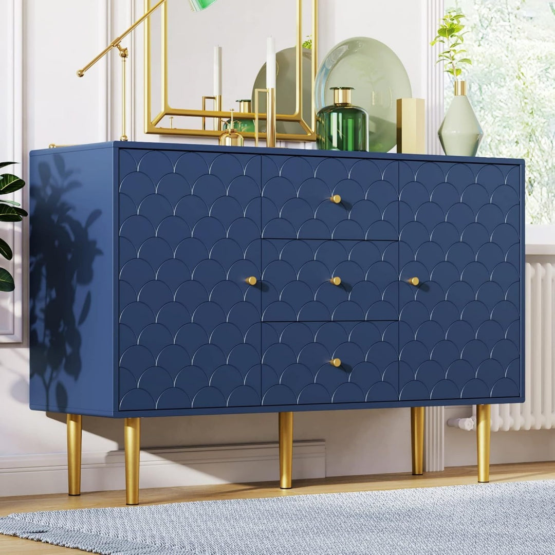 Buffet avec 3 tiroirs bleu