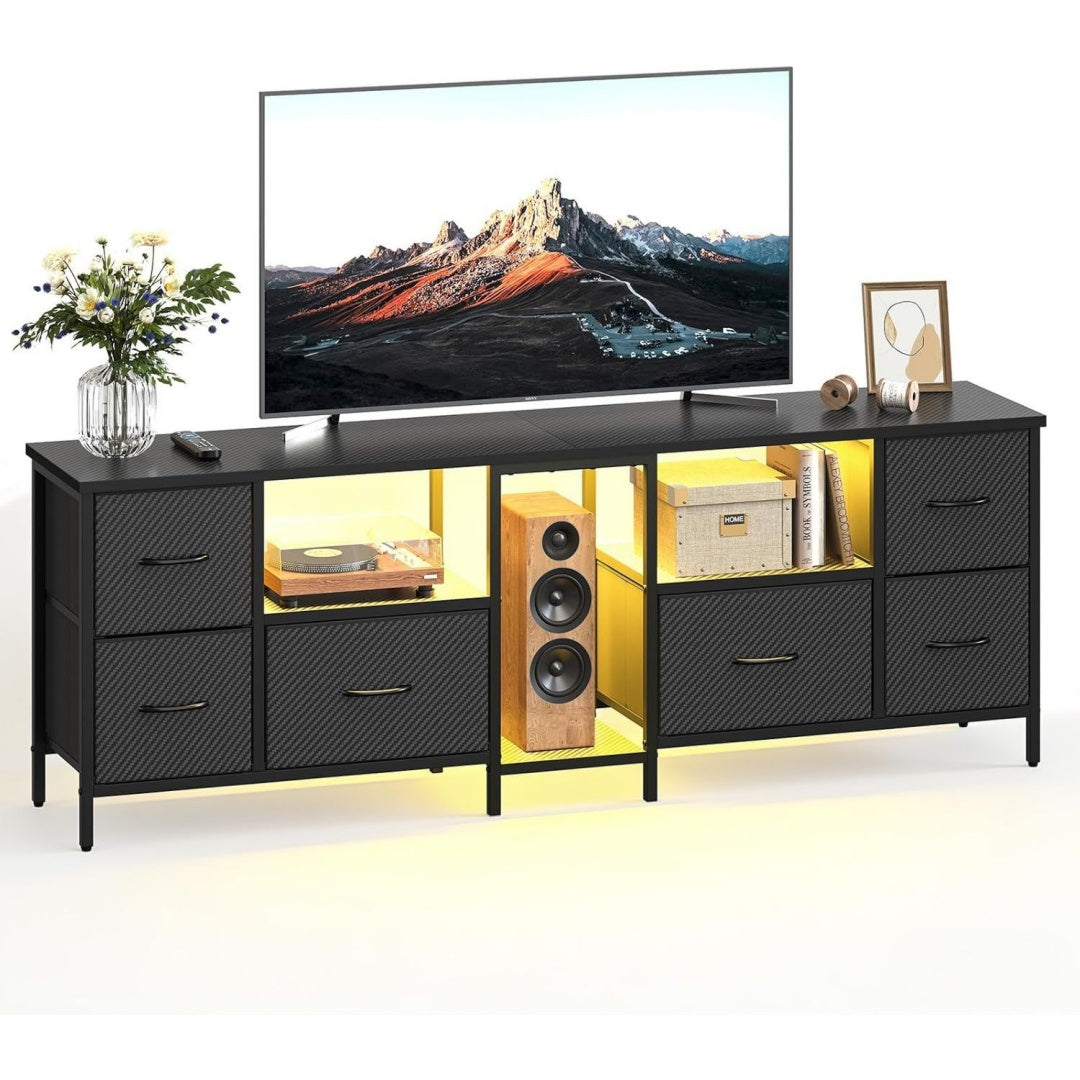 En acier meuble TV gris fonce 160 x 30 x 55 cm